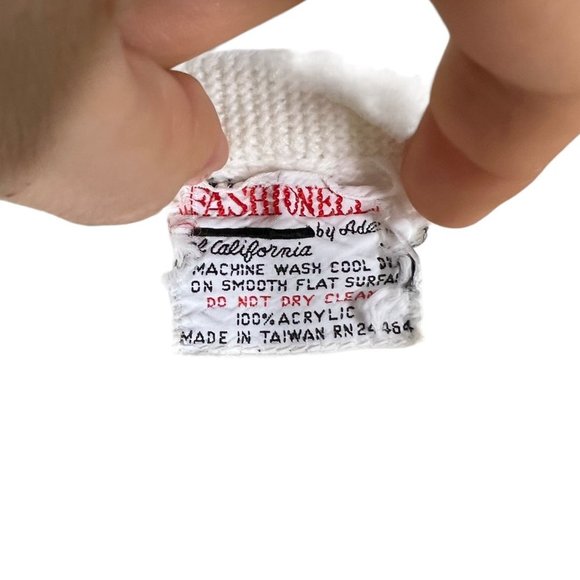 Vintage 60s Off White Floral Embroidered Knit Button Up Cardigan Medium - Picture 3 of 6